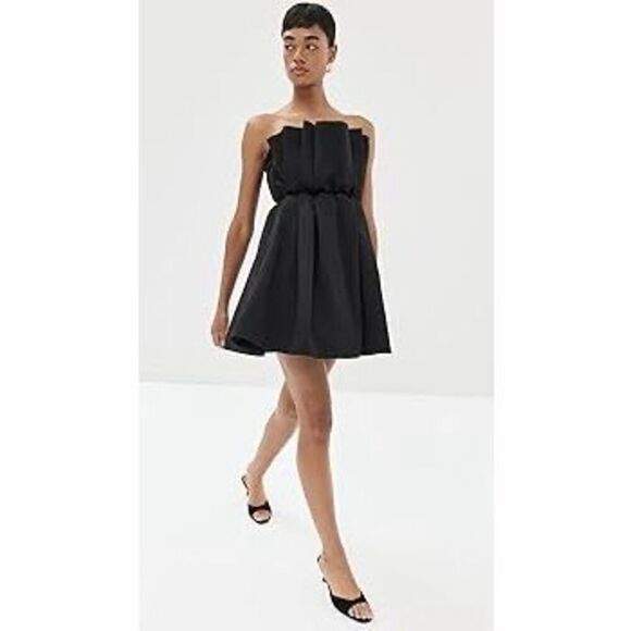 Staud Women's Black Sleeveless Pleated Lined Cordelia Mini Dress Size XL NWOT - Picture 3 of 10